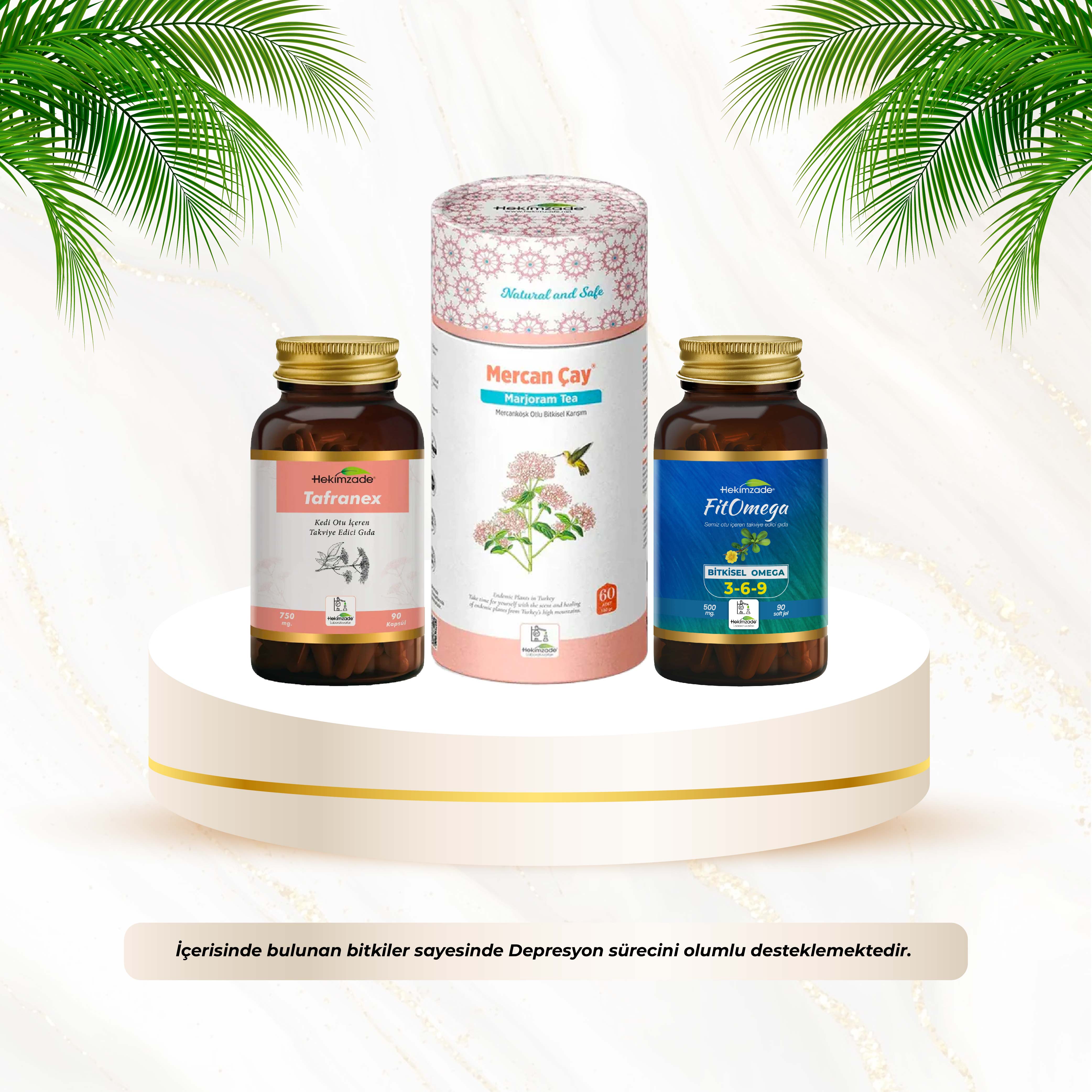 Huzur Seti - TAFRANEX 90 KAPSÜL & Fit Omega SOFTJELL KAPSÜL & Mercan Paket Çay