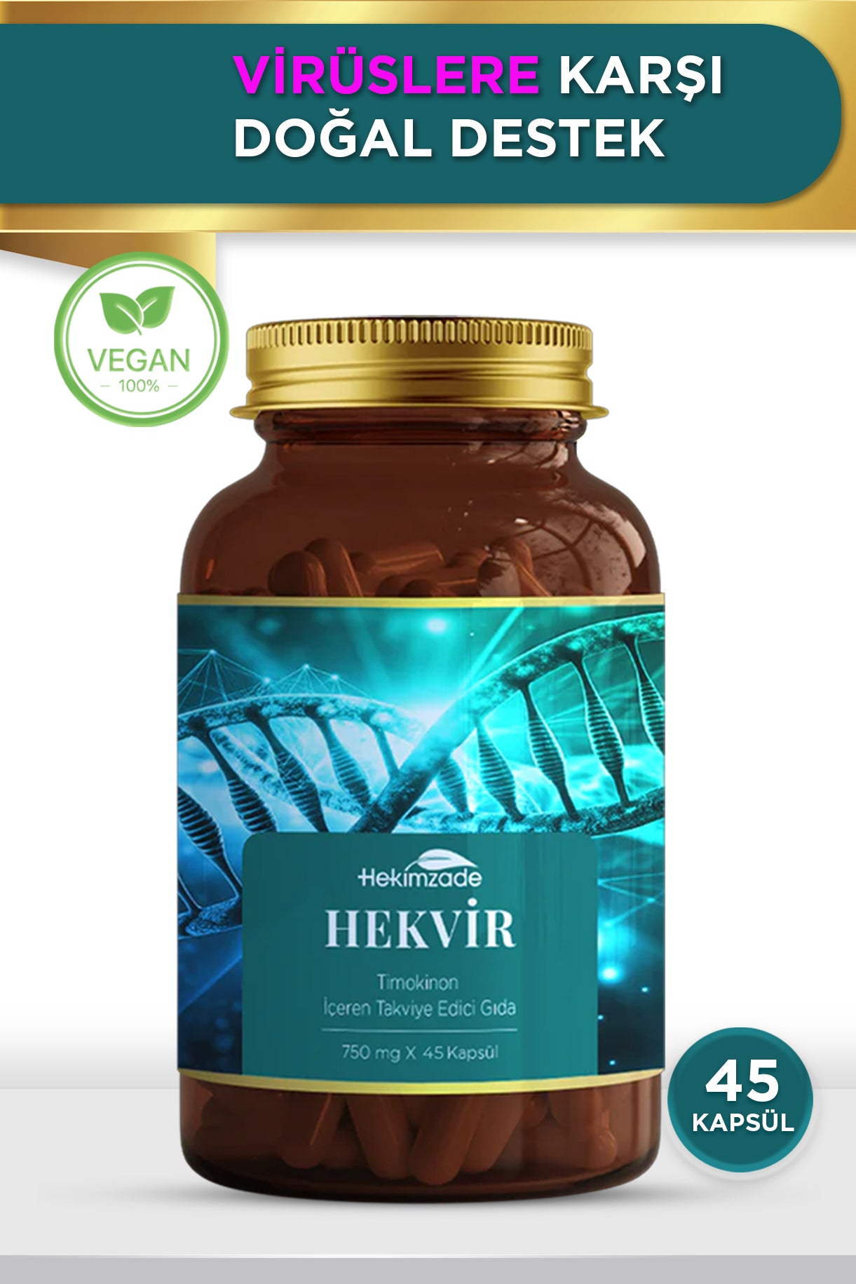HEKVIR 45 CAPSULES 750mg - Food Supplement Containing Thymoquinone