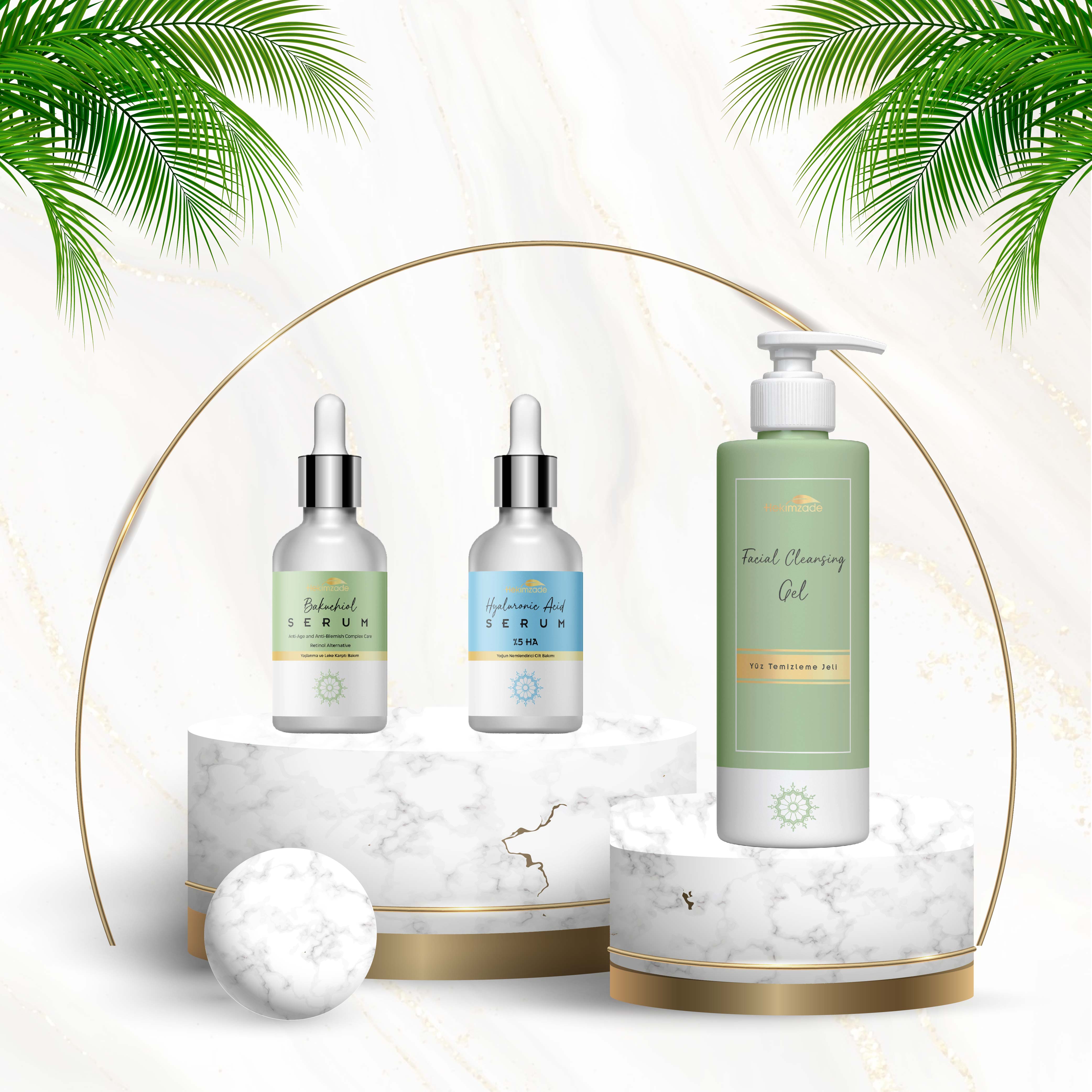Yaşlandırma Karşıtı Set - Yüz Temizleme Jeli & Yoğun Nemlendirici Serum & Yaşlanma Karşıtı Serum