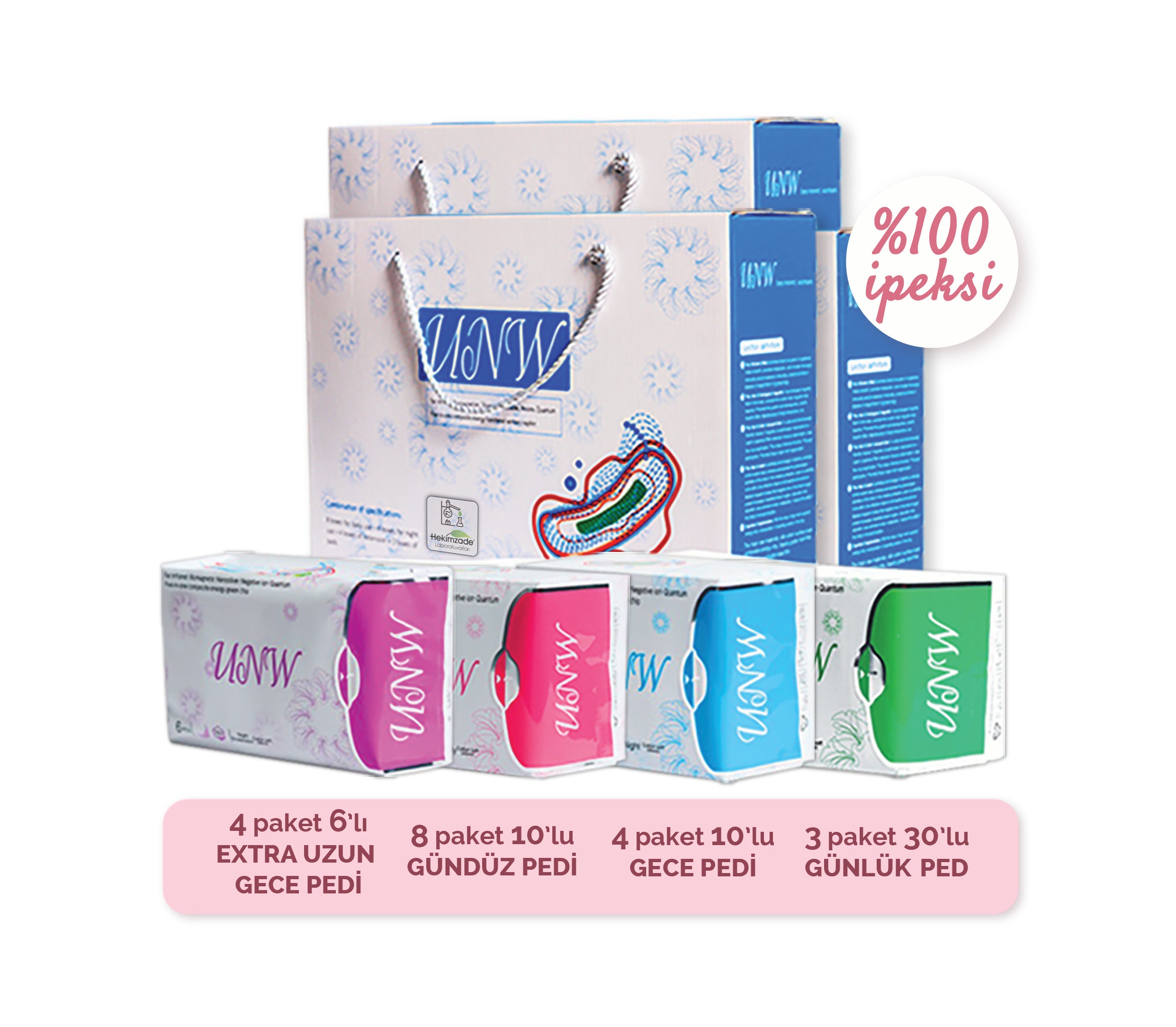 UNW HİJYENİK PED SETİ - %100 İpeksi