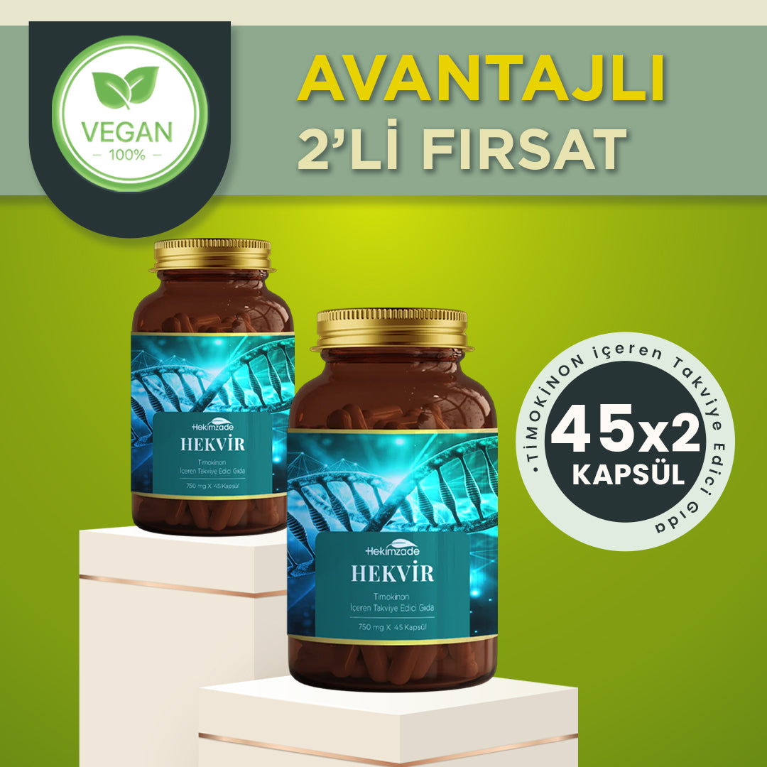 Hekvir 2x90 Kapsül 750mg - Timokinon İçeren Takviye Edici Gıda