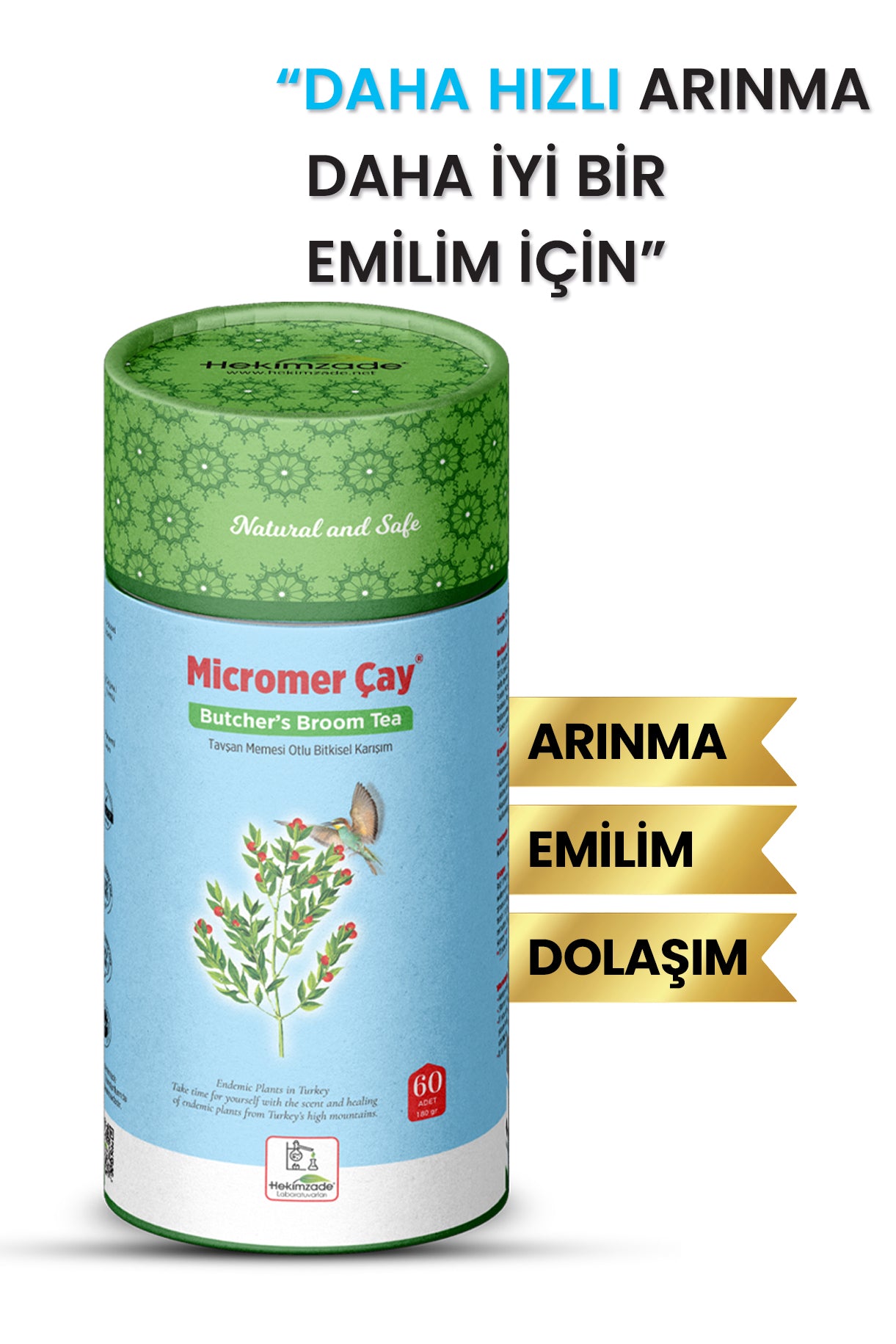MİCROMER PAKET ÇAY - شاي الاعشاب يحتوي على نبات  الآس البري  60 قطعة (3 جرام)