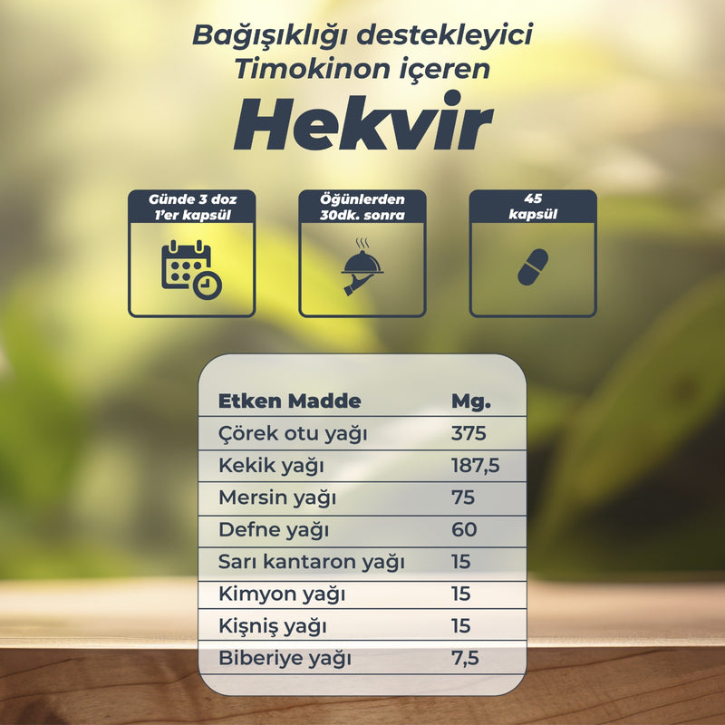 HEKVIR 45 CAPSULES 750mg - Food Supplement Containing Thymoquinone