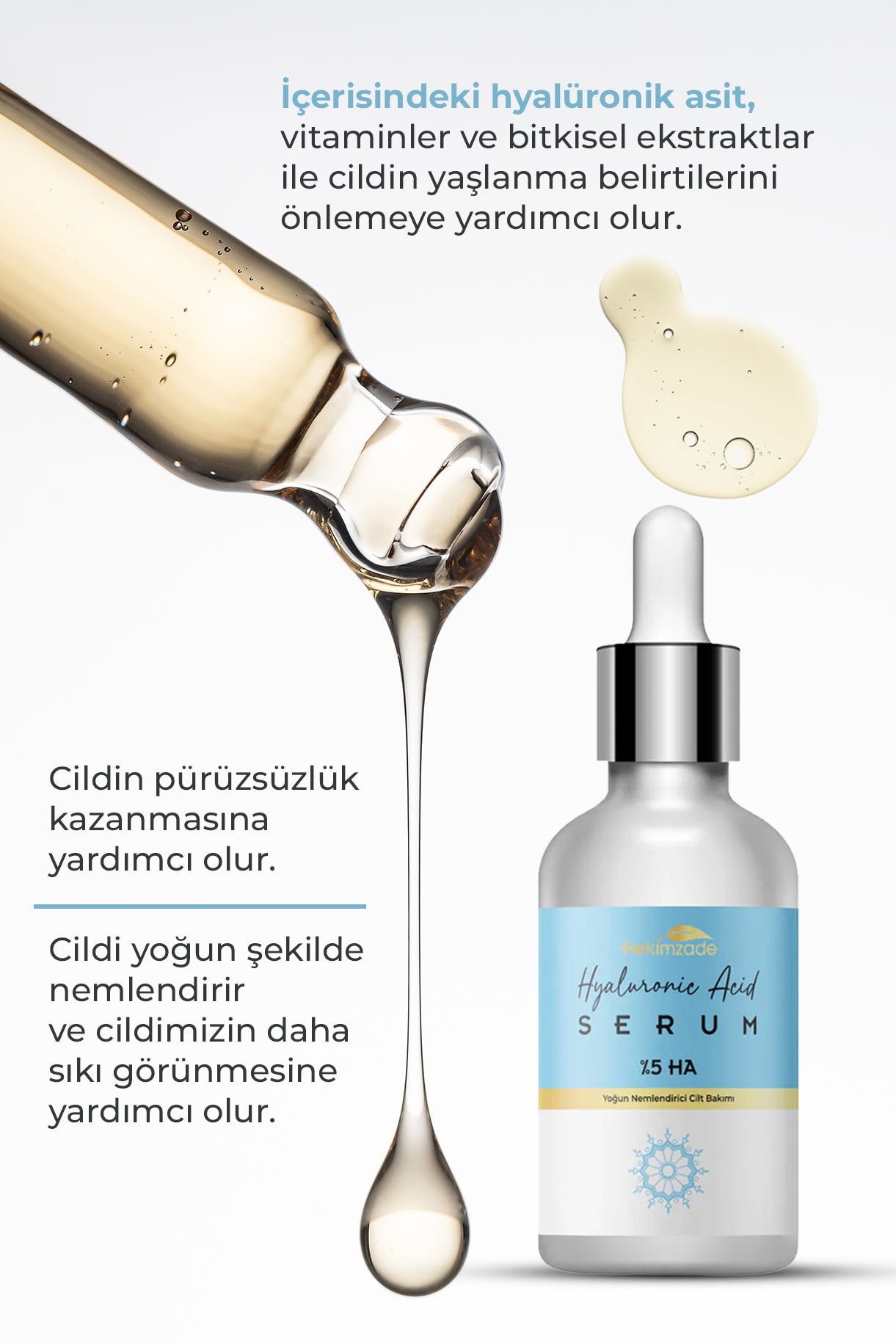 YOĞUN NEMLENDİRİCİ (HYALURONİC ACİD) SERUM %5 HA 30 ML – Hekimzade