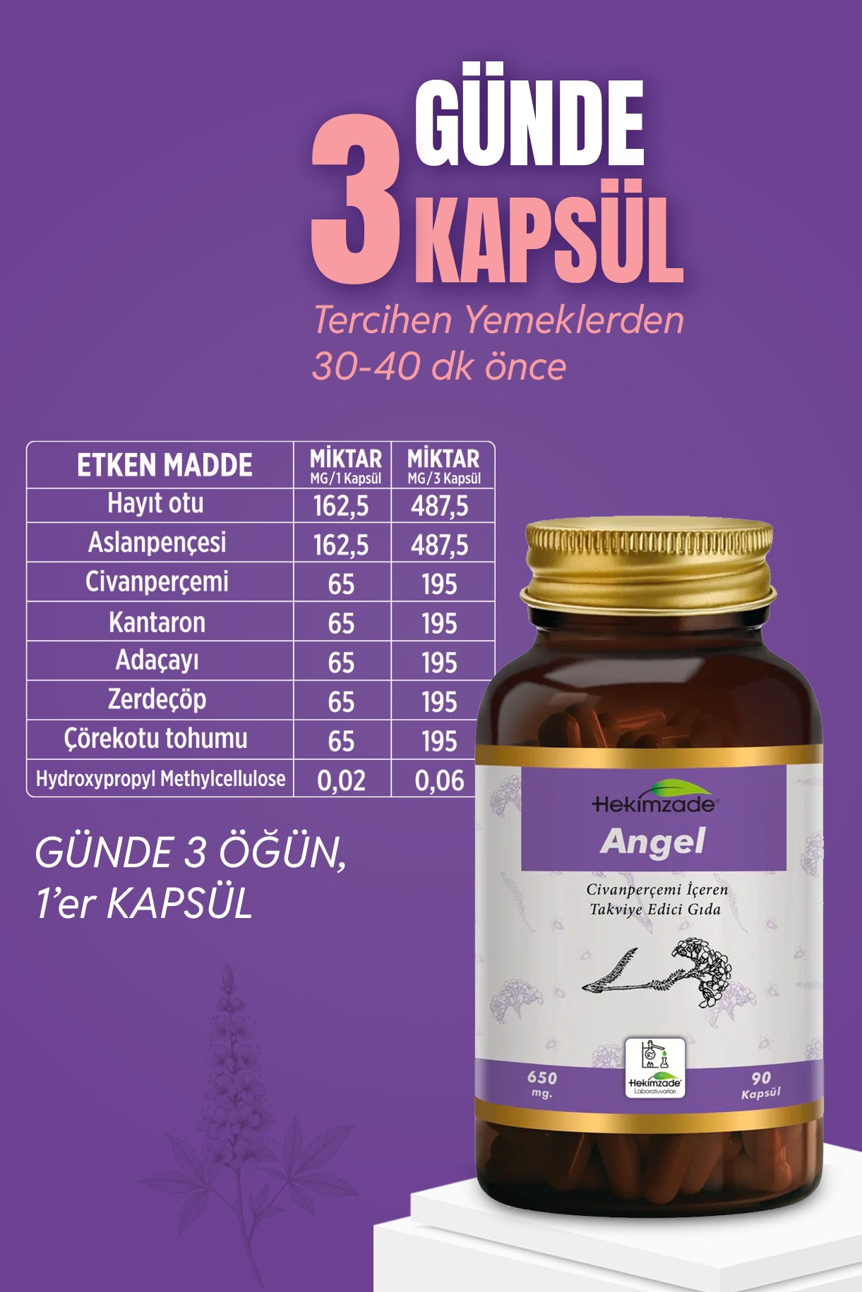 ANGEL 90 CAPSULES 650mg - Food Supplement Containing Yarrow
