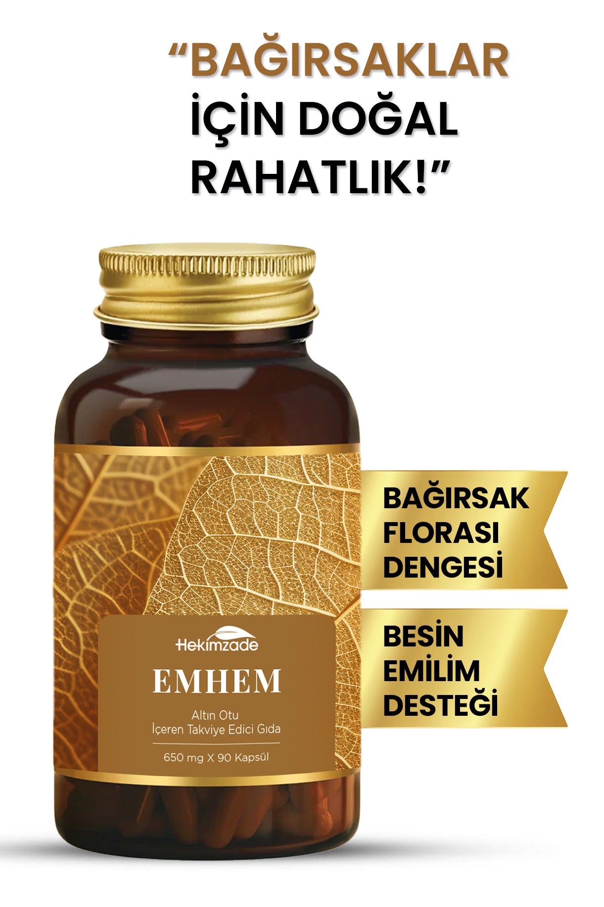 EMHEM 90 CAPSULES 650mg - Food Supplement Containing Golden Herb