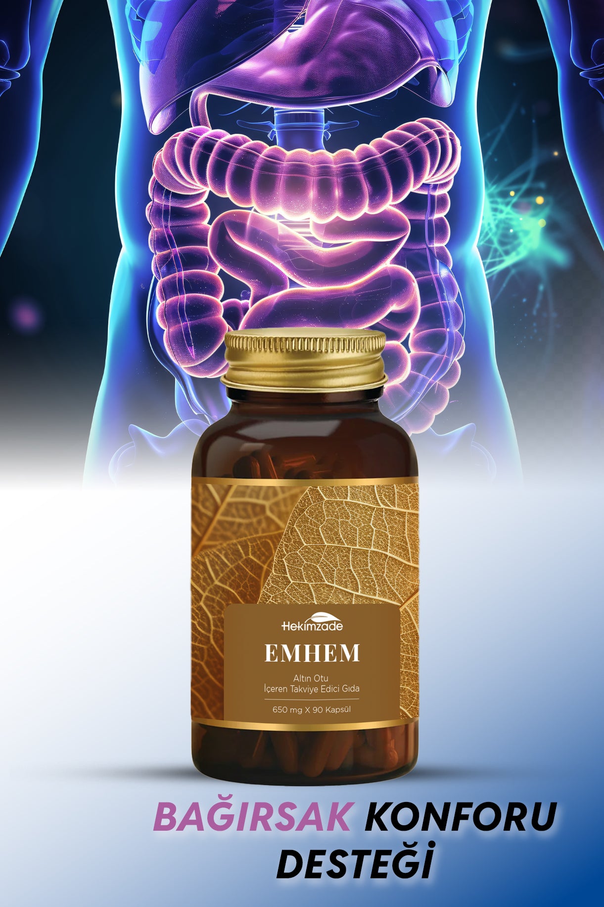 EMHEM 90 CAPSULES 650mg - Food Supplement Containing Golden Herb