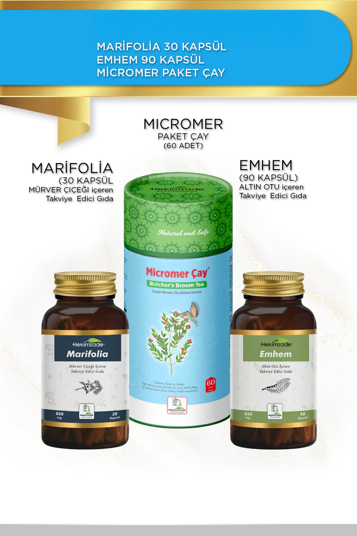 Günlük Destek Seti - Micromer Çay & Emhem 90 Kapsül & Marifolia 30 Kapsül