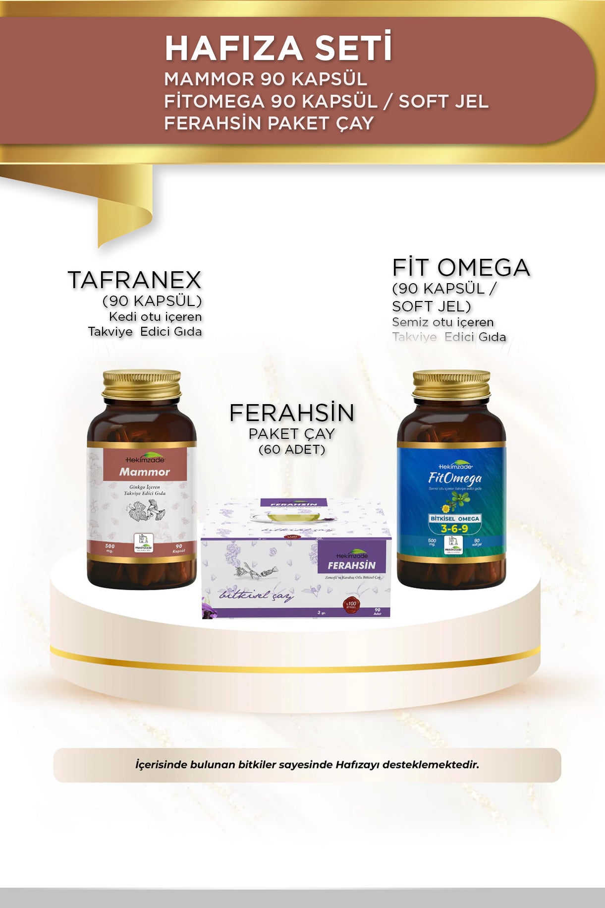 Hafıza Seti - FERAHSİN PAKET ÇAY & MAMMOR 90 KAPSÜL & Fit Omega SOFTJELL KAPSÜL