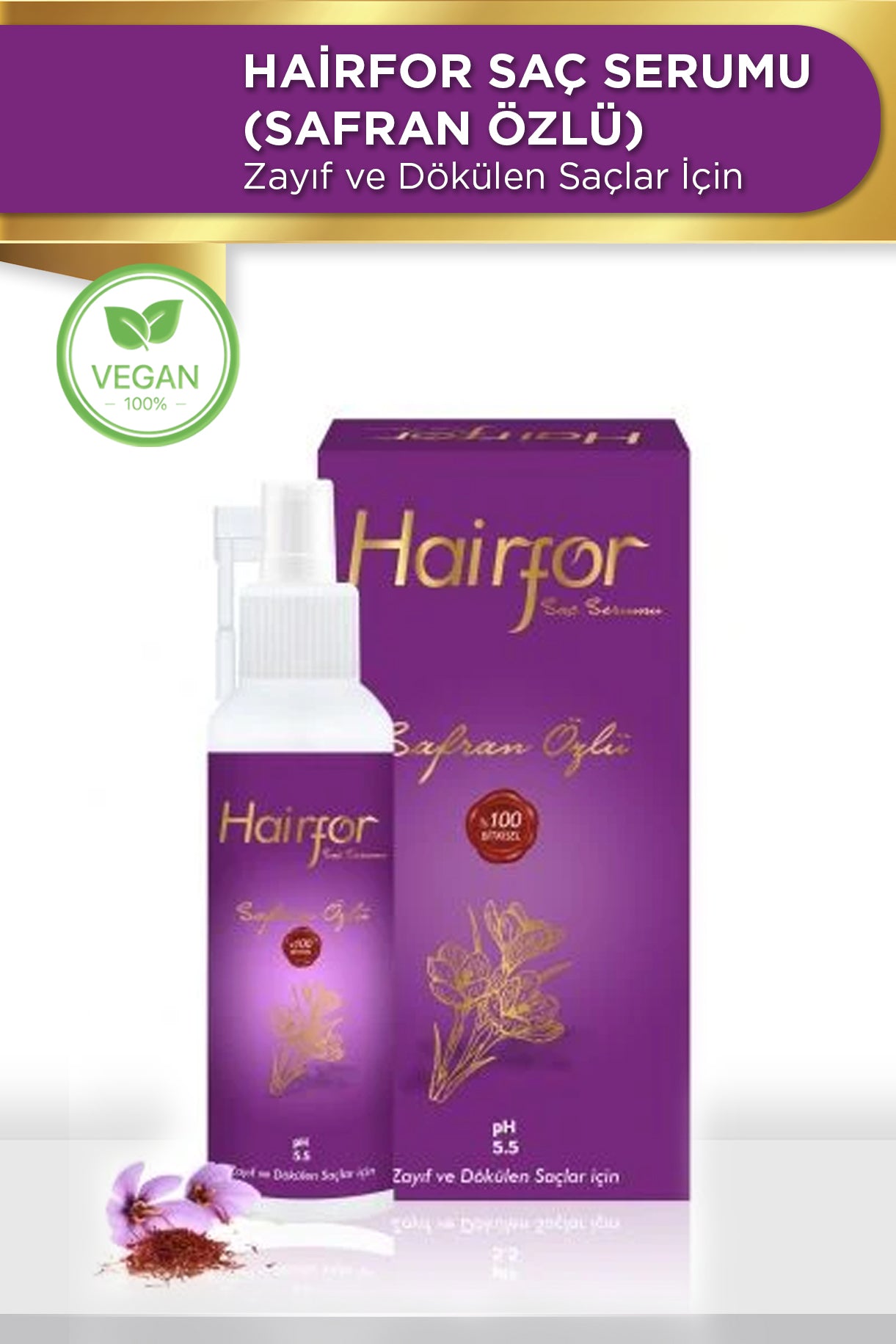 HAİRFOR SAÇ SERUMU (SAFRAN ÖZLÜ) - Zayıf ve Dökülen Saçlar İçin