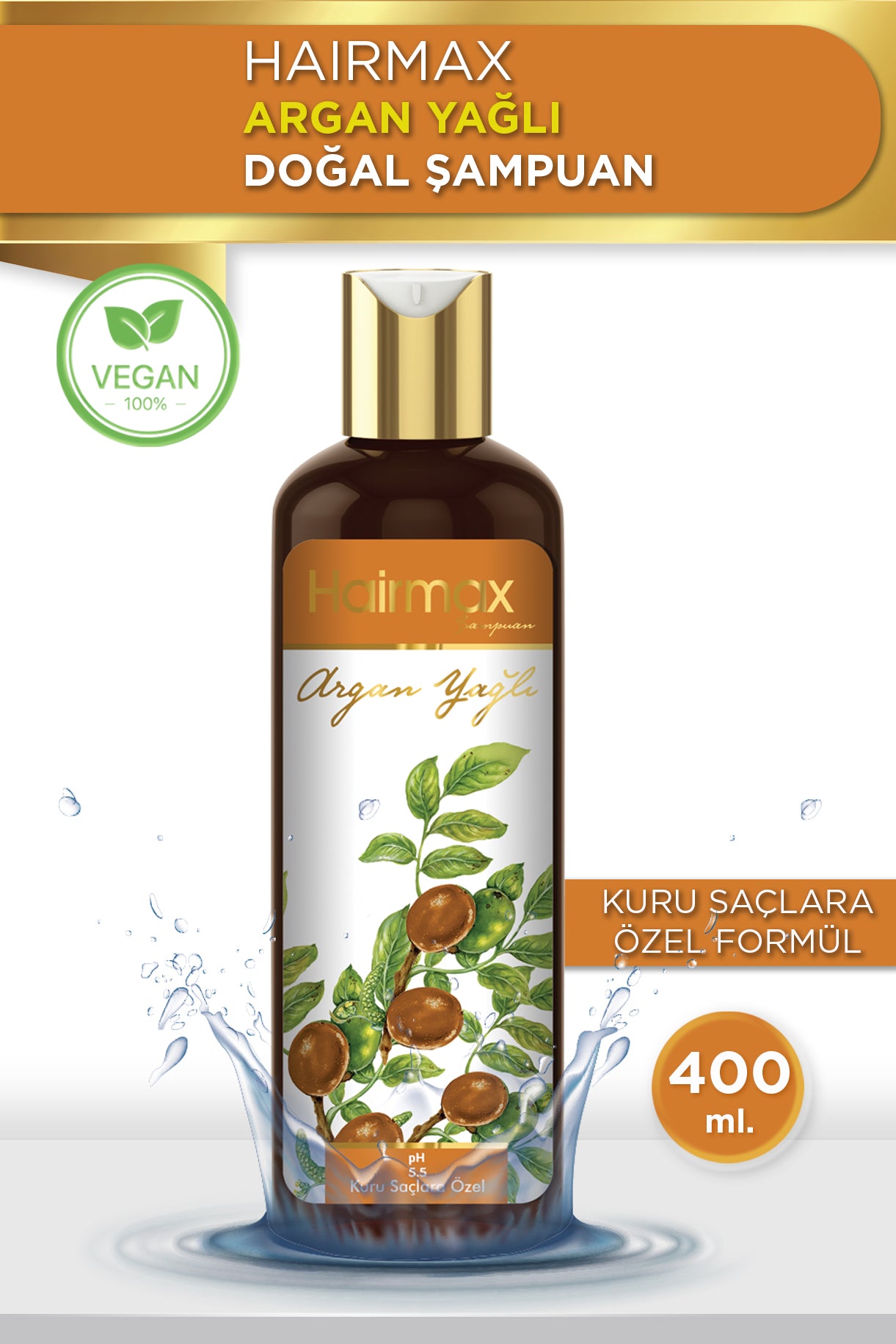 Hairmax Argan Yağlı Doğal Şampuan - Kuru Saçlara Özel Formül 400ml
