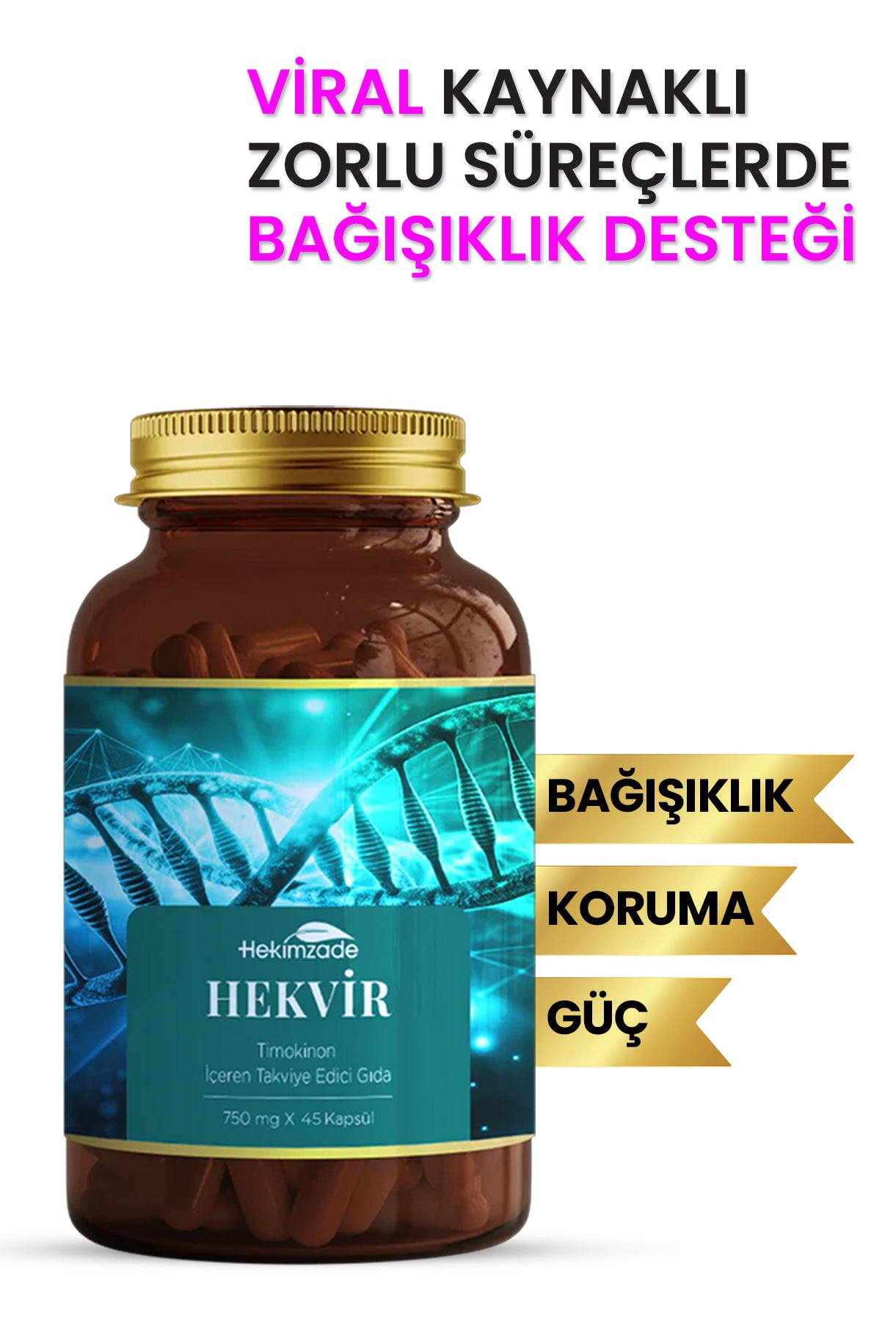 HEKVIR 45 CAPSULES 750mg - Food Supplement Containing Thymoquinone