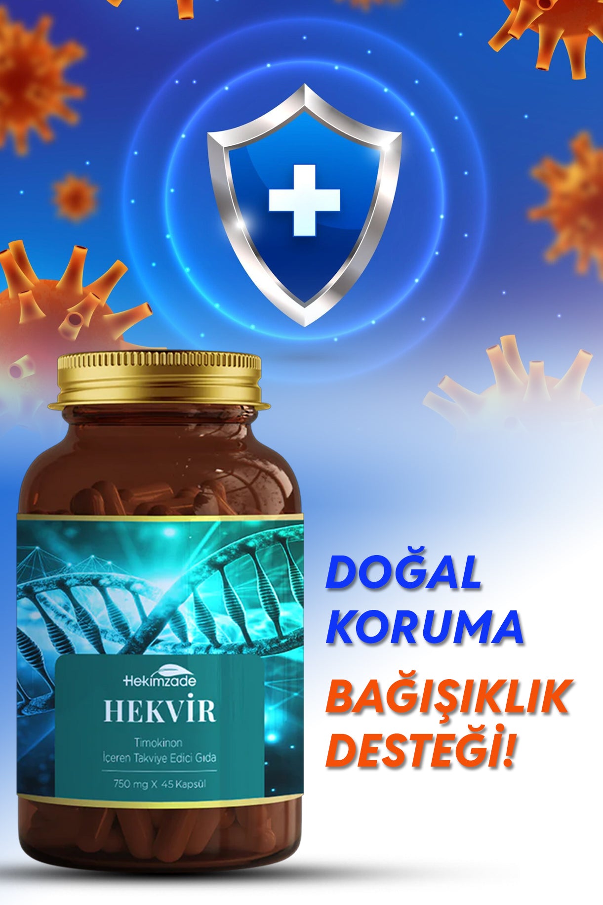 HEKVIR 45 CAPSULES 750mg - Food Supplement Containing Thymoquinone