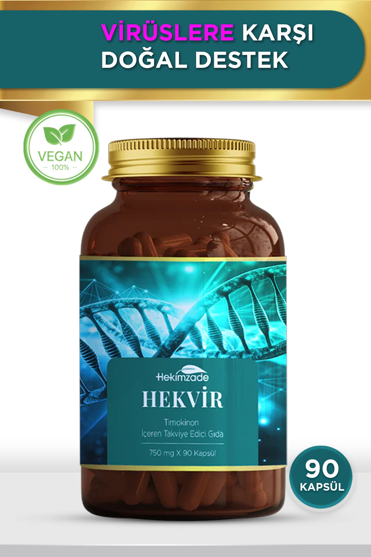 Hekvir 90 Kapsül 750mg - Timokinon İçeren Takviye Edici Gıda