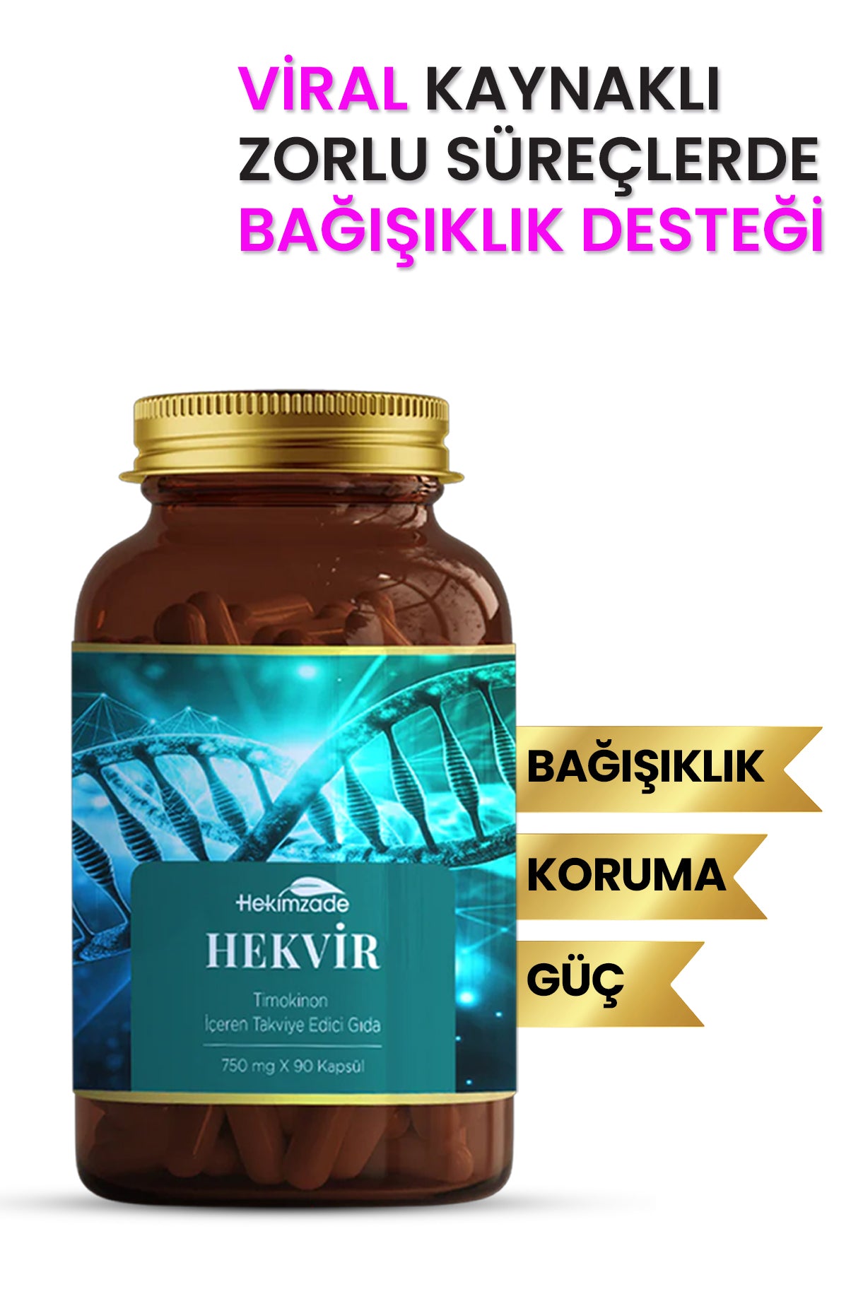 Hekvir 90 Kapsül 750mg - Timokinon İçeren Takviye Edici Gıda