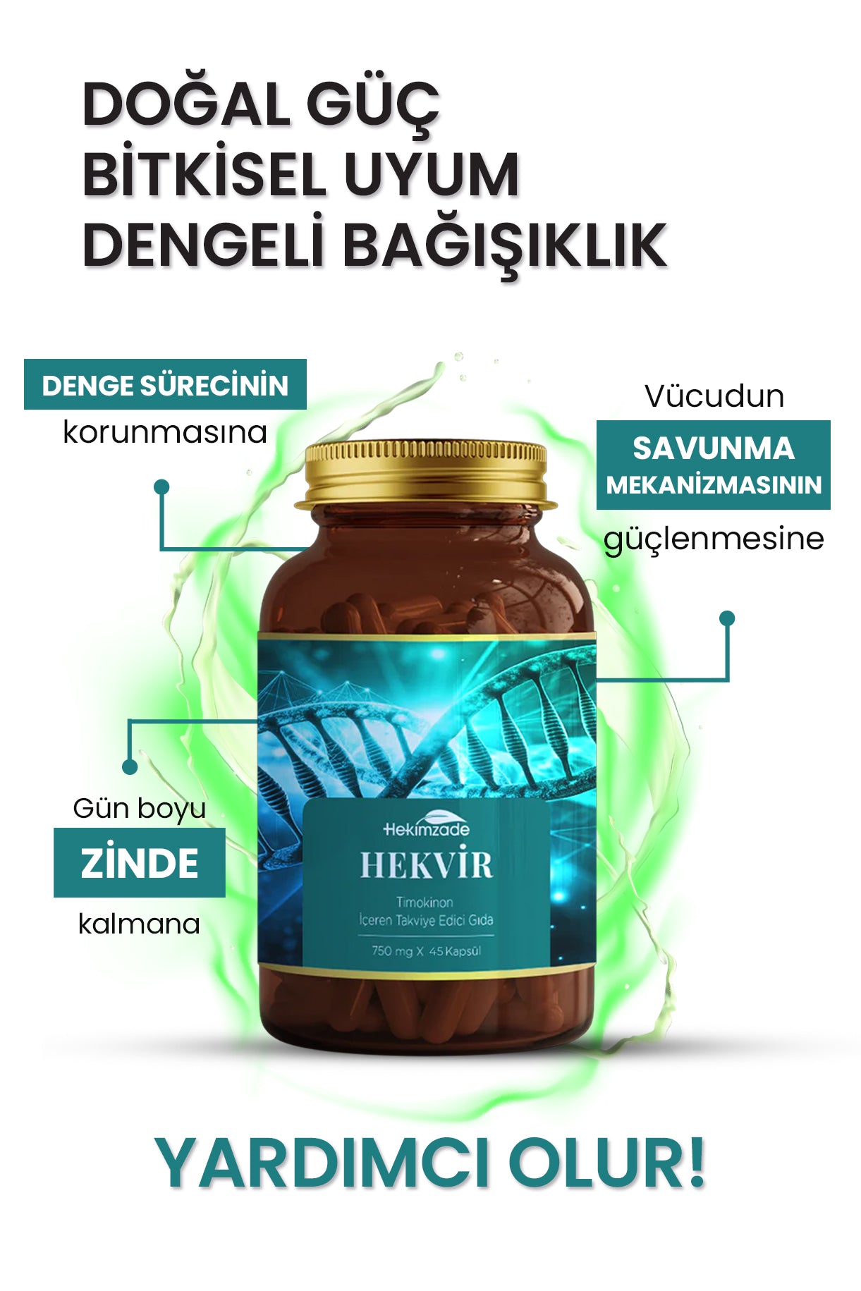 Hekvir 45 Kapsül 750mg - Timokinon İçeren Bağışıklılığı Destekleyen Takviye Edici Gıda