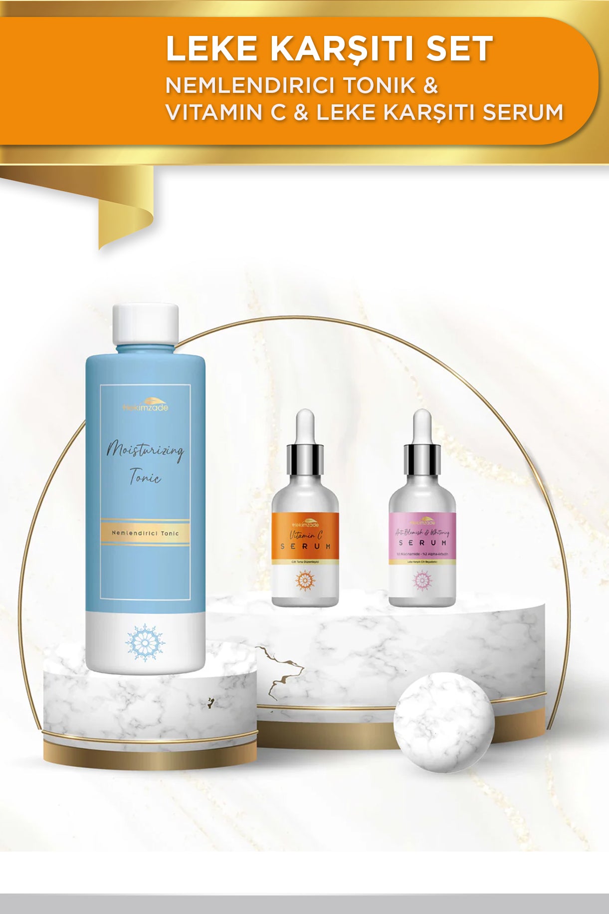 Leke Karşıtı Set - Nemlendirici Tonik & Vitamin C & Leke Karşıtı Serum