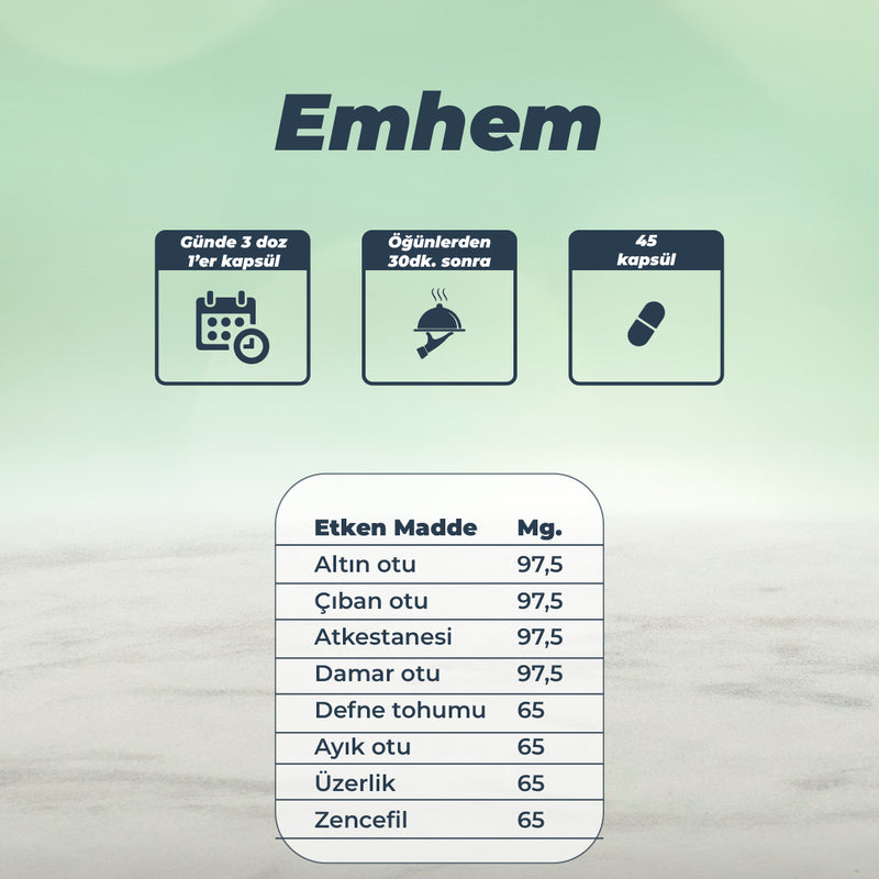 EMHEM 90 CAPSULES 650mg - Food Supplement Containing Golden Herb