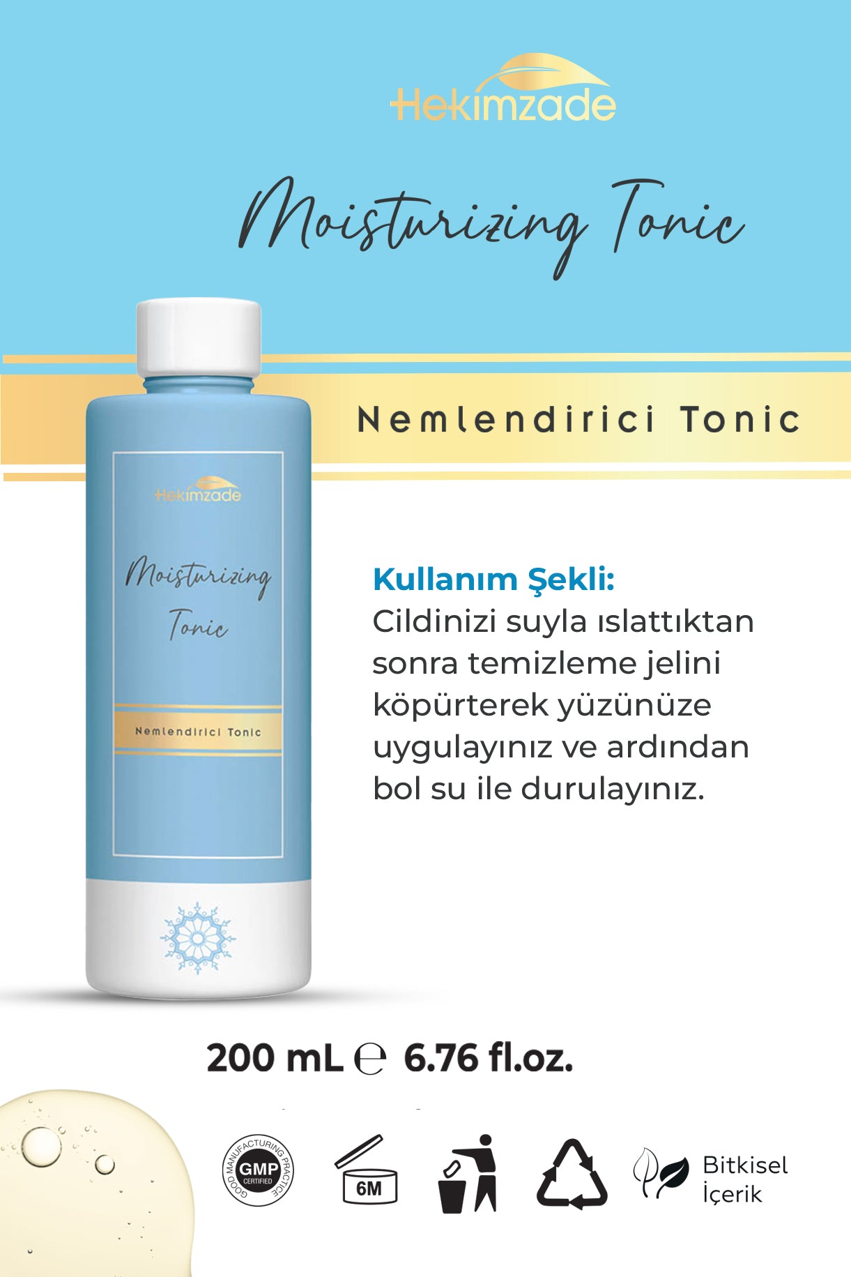 NEMLENDİRİCİ (MOİSTURİZİNG) TONİK 200 ML – Hekimzade