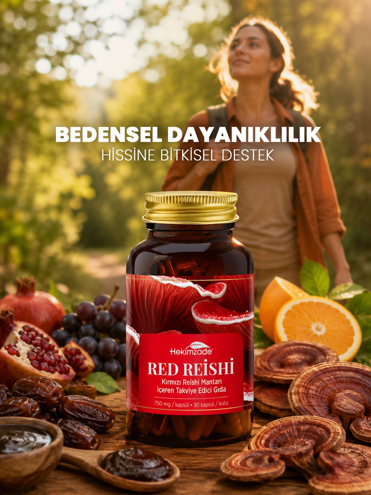 RED REİSHİ 90 KAPSÜL 750mg - Kırmızı Reishi Mantarı İçeren Takviye Edici Gıda