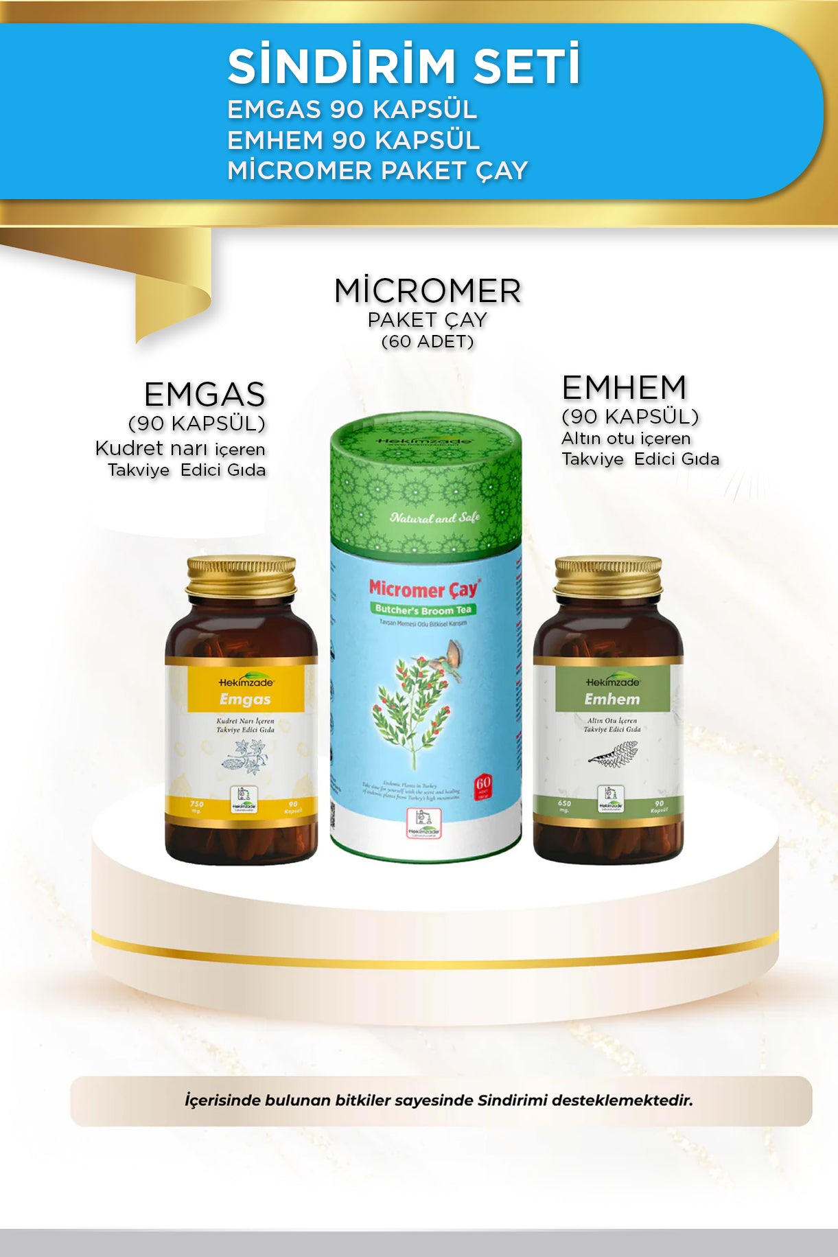 Sindirim Seti - EMHEM 90 KAPSÜL & EMGAS 90 KAPSÜL & Micromer Paket Çay