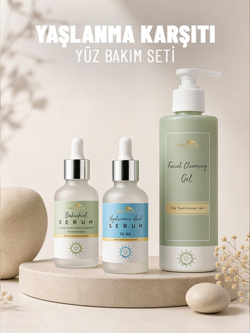 Yaşlandırma Karşıtı Set - Yüz Temizleme Jeli & Yoğun Nemlendirici Serum & Yaşlanma Karşıtı Serum